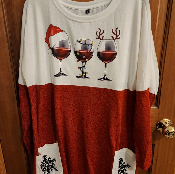 CHRISTMAS TUNIC, Wine theme, size L - Picture 2 of 4